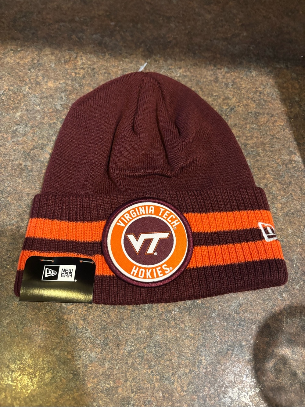 New Era Virginia Tech Maroon & Orange Cuffed Knit Beanie